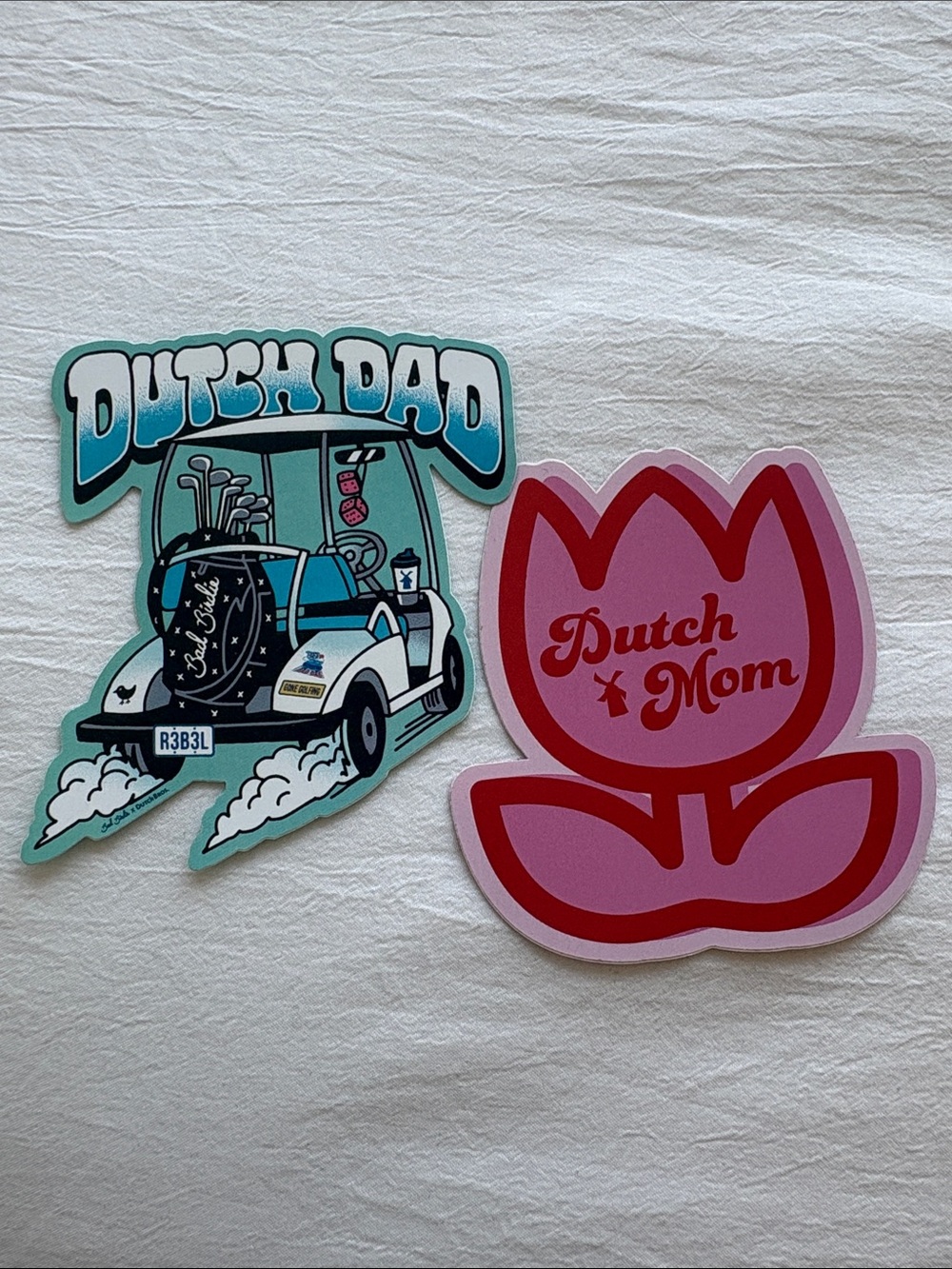 Limited Edition Dutch Dad Dutch Mom Stickers Accessory Decals Pink Teal